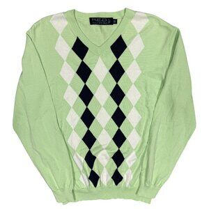 RED Valentino Garavani Knit V-Neck Sweater Made in Italy Pullover Diamond Medium